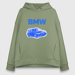 Толстовка оверсайз женская Blue bmw, цвет: авокадо