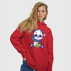 Толстовка оверсайз женская Cute panda, цвет: красный — фото 2