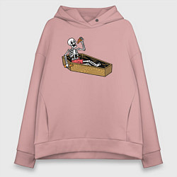 Толстовка оверсайз женская Death pizza, цвет: пыльно-розовый