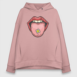 Толстовка оверсайз женская Smiling lips, цвет: пыльно-розовый