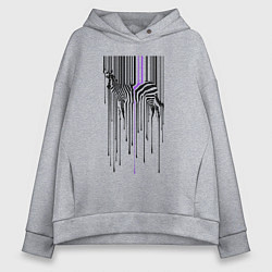 Толстовка оверсайз женская Штрихкод зебра, цвет: меланж