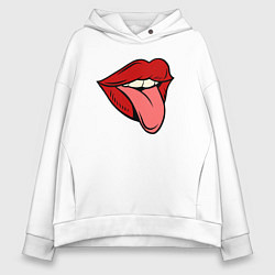Толстовка оверсайз женская Girl lips, цвет: белый