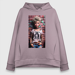 Толстовка оверсайз женская Barbie near wall - punks not dead, цвет: сиреневый