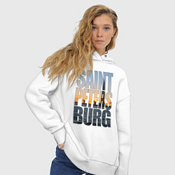 Толстовка оверсайз женская Санкт-Петербург Лахта центр, цвет: белый — фото 2