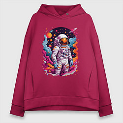Толстовка оверсайз женская Космонавт, цвет: маджента