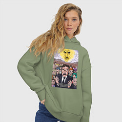 Толстовка оверсайз женская Следствие вели - Леонид Каневский, цвет: авокадо — фото 2