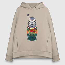 Толстовка оверсайз женская Матрешка шлем штурмовика, цвет: миндальный