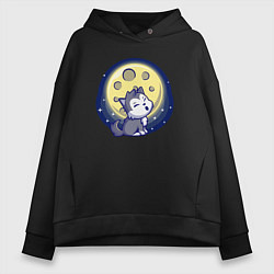 Толстовка оверсайз женская Moon wolf, цвет: черный