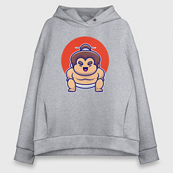 Толстовка оверсайз женская Маленький сумоист, цвет: меланж