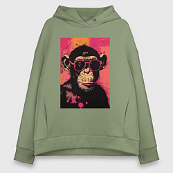 Толстовка оверсайз женская Крутая обезьянка, цвет: авокадо