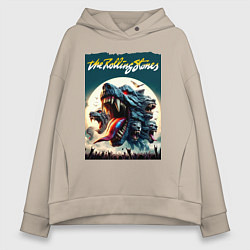 Толстовка оверсайз женская Волки Роллинг Стоунз - фантазия, цвет: миндальный