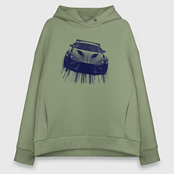 Толстовка оверсайз женская Спорткар в синих тонах, цвет: авокадо