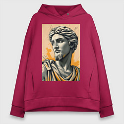 Толстовка оверсайз женская Арт с античным портретом, цвет: маджента