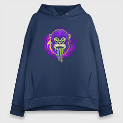 Толстовка оверсайз женская Purple monkey, цвет: тёмно-синий