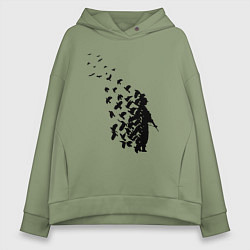 Толстовка оверсайз женская Птицы мира, цвет: авокадо