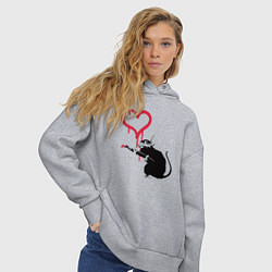 Толстовка оверсайз женская Rat heart, цвет: меланж — фото 2