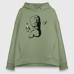Толстовка оверсайз женская Червяк с бананом, цвет: авокадо