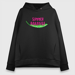 Толстовка оверсайз женская Летняя благодать, цвет: черный