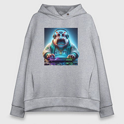 Толстовка оверсайз женская Hippo - esports player, цвет: меланж