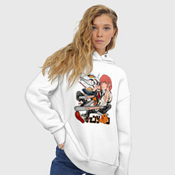 Толстовка оверсайз женская Человек-бензопила Денджи Аки Пауэр Макима, цвет: белый — фото 2