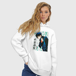 Толстовка оверсайз женская Мегуми фусигуро манга, цвет: белый — фото 2