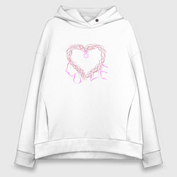 Толстовка оверсайз женская Сердце из веток с надписью любовь, цвет: белый