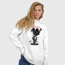 Толстовка оверсайз женская Чёрный ворон и боевой топор воина, цвет: белый — фото 2
