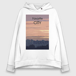 Толстовка оверсайз женская Favorite city с городским пейзажем, цвет: белый