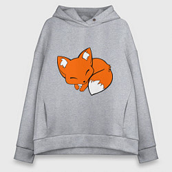 Толстовка оверсайз женская Спящий лисёнок, цвет: меланж