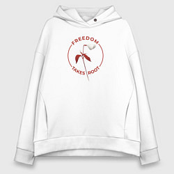 Толстовка оверсайз женская Freedom takes roots - Рассказ служанки, цвет: белый