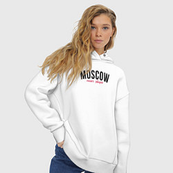 Толстовка оверсайз женская Moscow never sleeps text, цвет: белый — фото 2