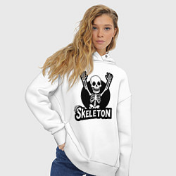 Толстовка оверсайз женская Skeleton с поднятыми руками, цвет: белый — фото 2