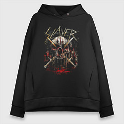 Толстовка оверсайз женская Slayer Skull Demon, цвет: черный