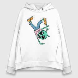 Толстовка оверсайз женская Инопланетянин брейкдансер, цвет: белый
