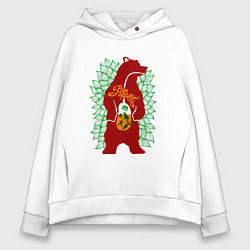 Толстовка оверсайз женская Медведь и обед - аппетит, цвет: белый