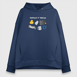 Толстовка оверсайз женская Default IT setup, цвет: тёмно-синий