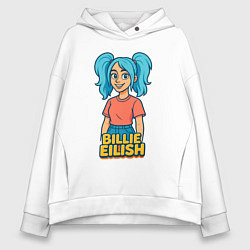 Толстовка оверсайз женская Билли Айлиш мультяшка, цвет: белый