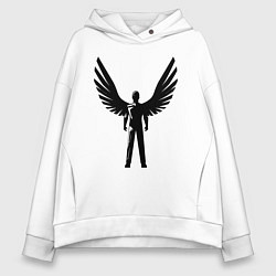 Толстовка оверсайз женская Крылатый строитель, цвет: белый