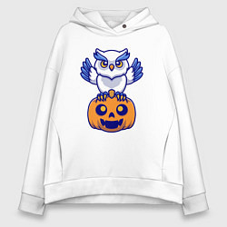 Толстовка оверсайз женская Halloween owl, цвет: белый