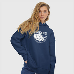 Толстовка оверсайз женская Bridges logo, цвет: тёмно-синий — фото 2