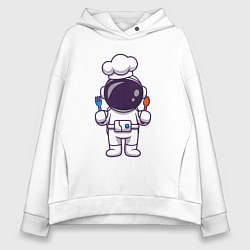Толстовка оверсайз женская Космонавт поварёнок, цвет: белый