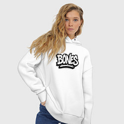 Толстовка оверсайз женская Bones белый логотип, цвет: белый — фото 2