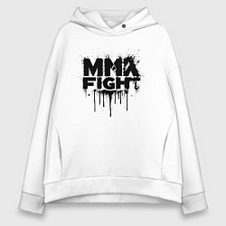 Толстовка оверсайз женская MMA боец черной краской, цвет: белый