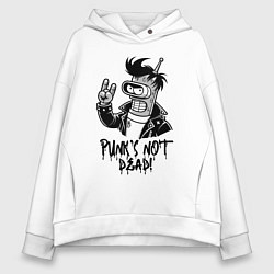 Толстовка оверсайз женская Bender - punks not dead motto, цвет: белый