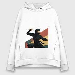 Толстовка оверсайз женская Ниндзя девушка, цвет: белый