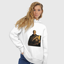 Толстовка оверсайз женская Молодой мужчина водолаз ретрофутуризм поп-арт 1970, цвет: белый — фото 2