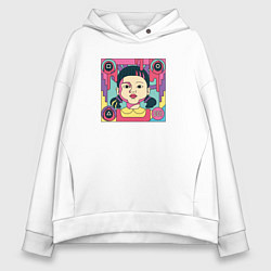 Толстовка оверсайз женская Ojing-eo Geim - смертоносная кукла, цвет: белый