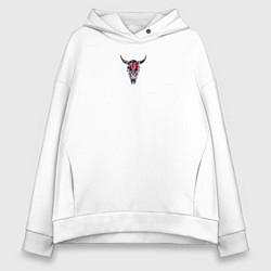 Толстовка оверсайз женская Пиксельный череп, цвет: белый