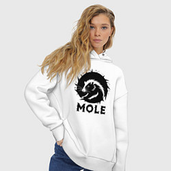 Толстовка оверсайз женская Крот в круге, цвет: белый — фото 2