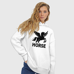 Толстовка оверсайз женская Конь с крыльями, цвет: белый — фото 2